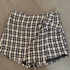 Vici Black and White Checkered Women Shorts